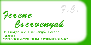 ferenc cservenyak business card